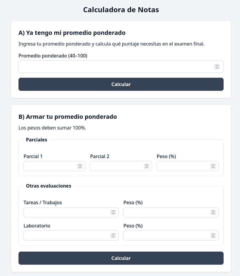 Calculadora de notas